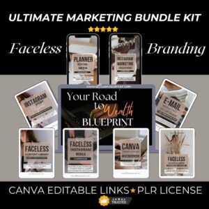 Our Faceless Marketing Business Bundle Starter Kit will teach you everything you need to know to become a successful online entrepreneur. It is a step-by-step, beginner-friendly, digital marketing course that teaches you how to launch and grow your online business.