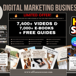 This digital marketing business for beginners kit is for you if you are looking for: Done-for-you products to add your own touch, rebrand to sell as your own, and get 100% of the profits, Ready-made content such as videos for your reels, stories, and shorts, including stunning photos for carousel posts, Content ideas and strong hooks to post on your social media accounts to generate sales or grow followers, Valuable courses to learn how to start your very own profitable business online or grow your existing one.
